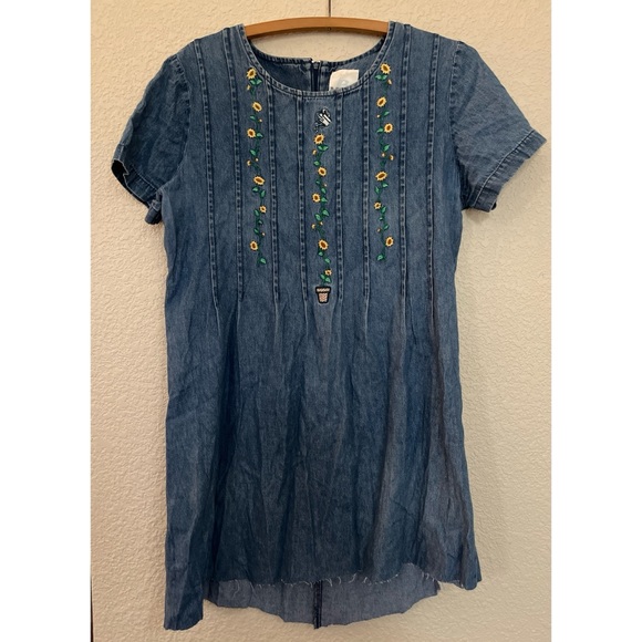 Bobbie Brooks Denim Sunflower Dress Vintage - Picture 1 of 4